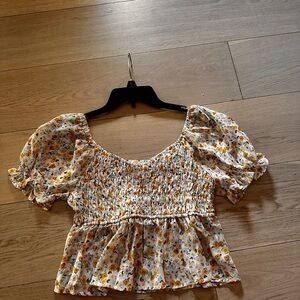 ILLA ILLA Floral Smocked Blouse with Puff Sleeves